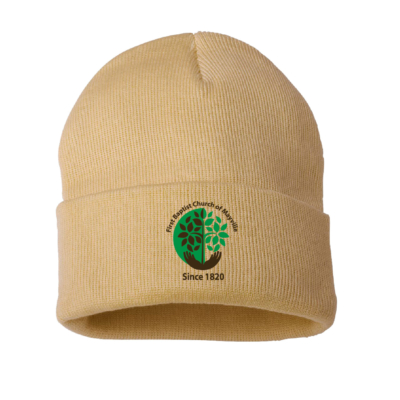 First Baptist Church of Mayville – Cuffed Beanie – EMBROIDERED – Camel product image