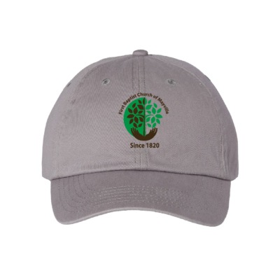 First Baptist Church of Mayville – Unstructured Cap EMBROIDERED – Gray product image