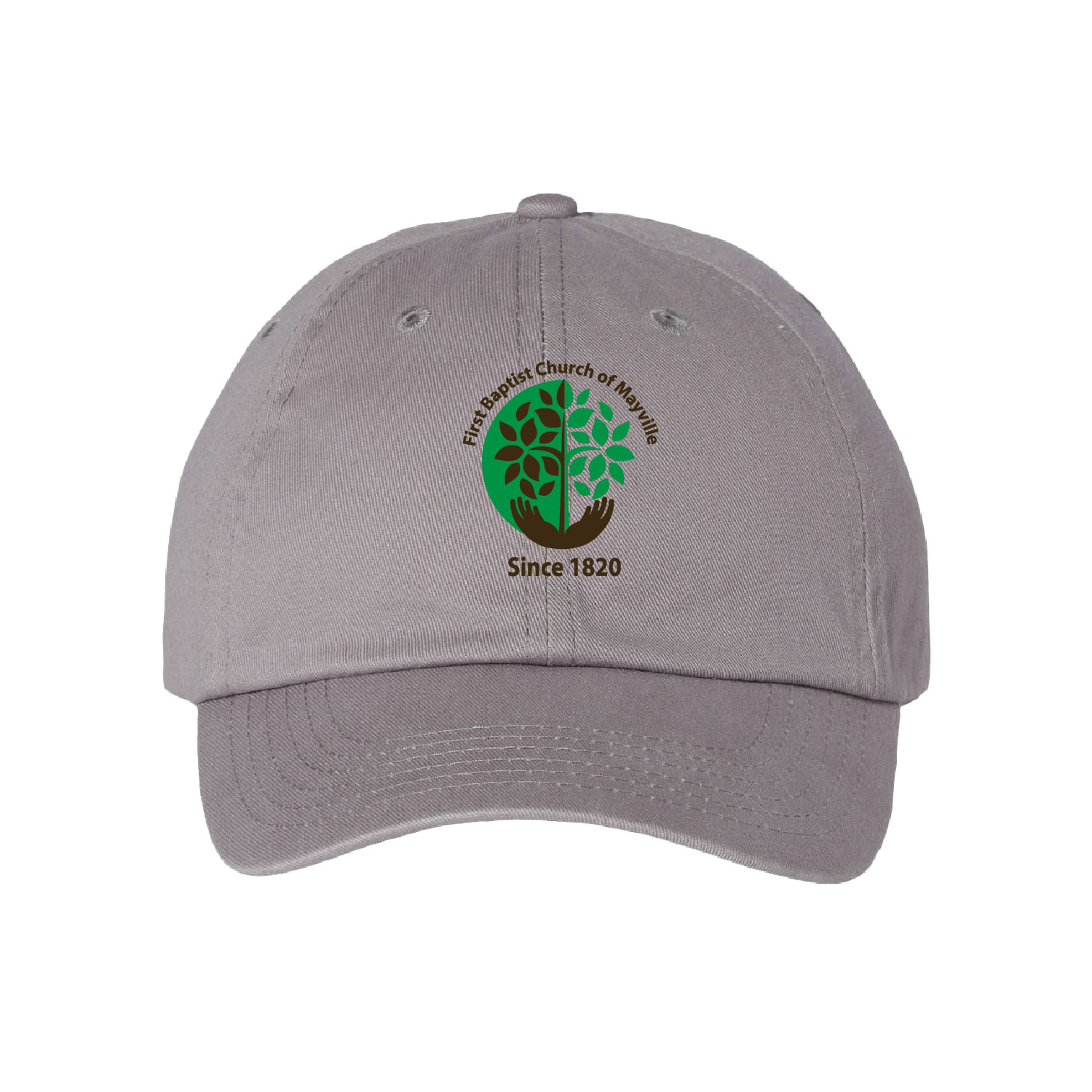 First Baptist Church of Mayville - Unstructured Cap EMBROIDERED - Gray