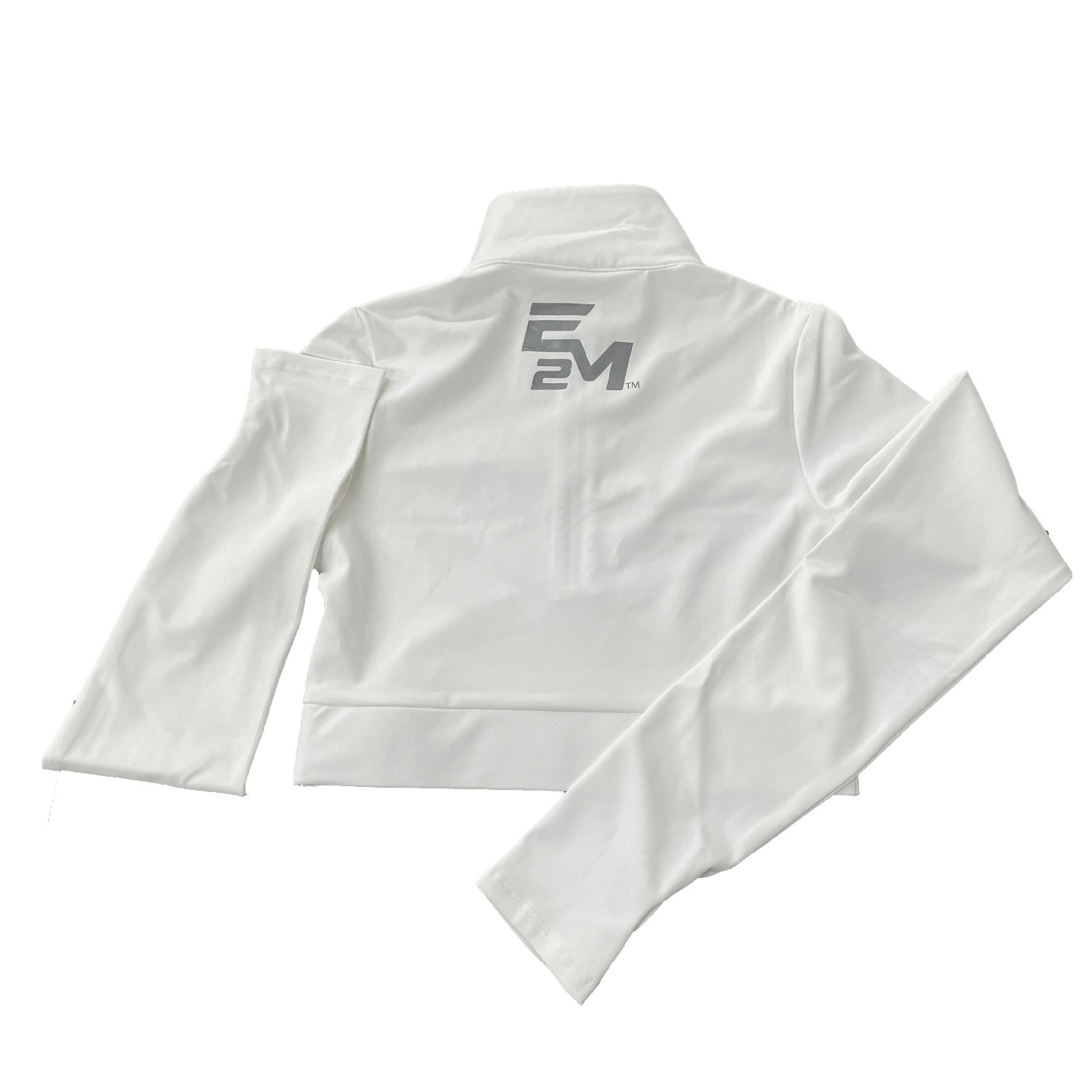 E2M – Ladies White Long Sleeve Crop With Zipper product image