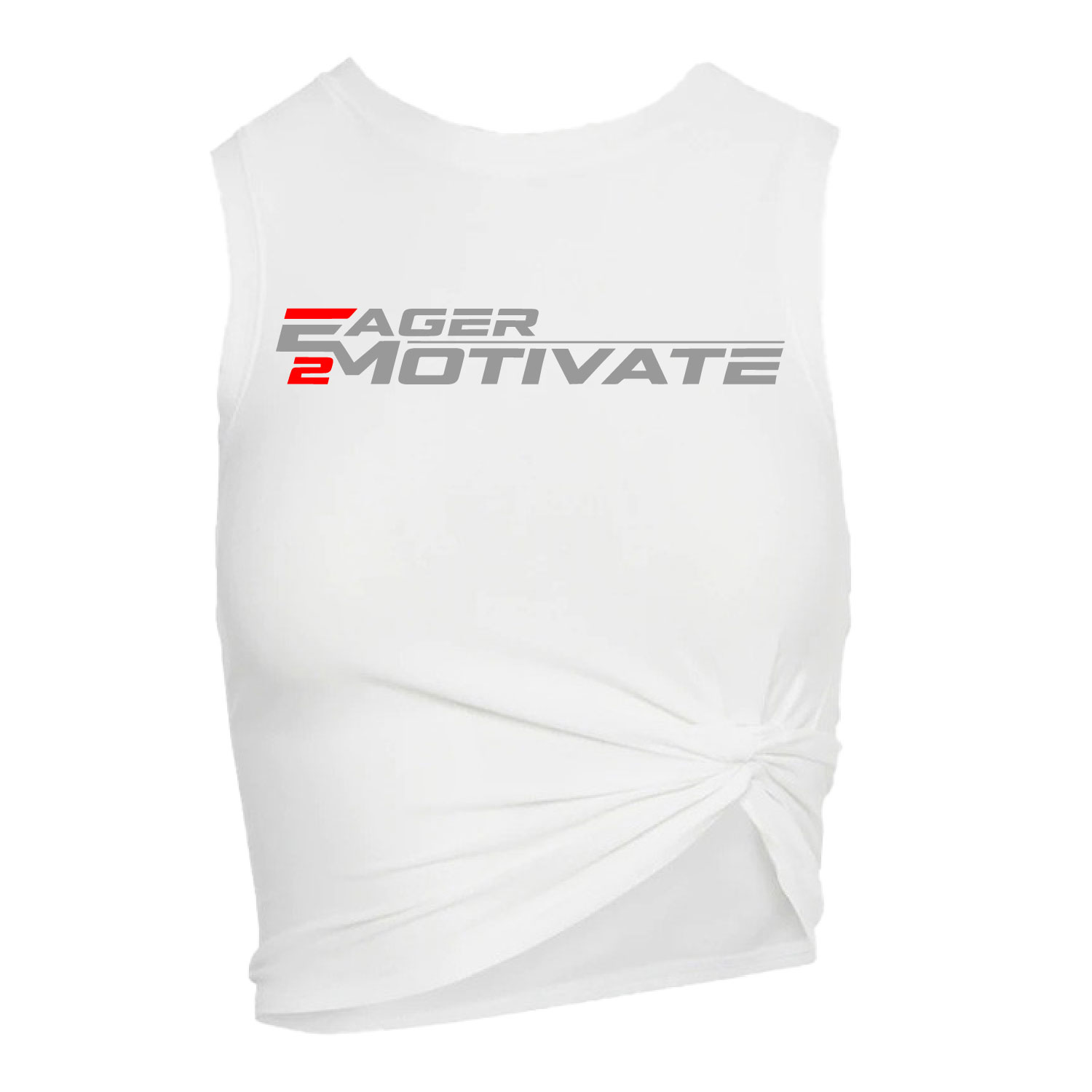 E2M – Ladies White Elastic Crop Top Shirt product image