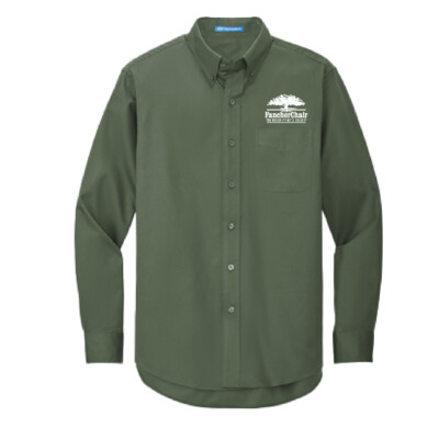 Fancher Chair Company – Men’s Long Sleeve Full Button-Down Shirt – Clover Green – Embroidered product image