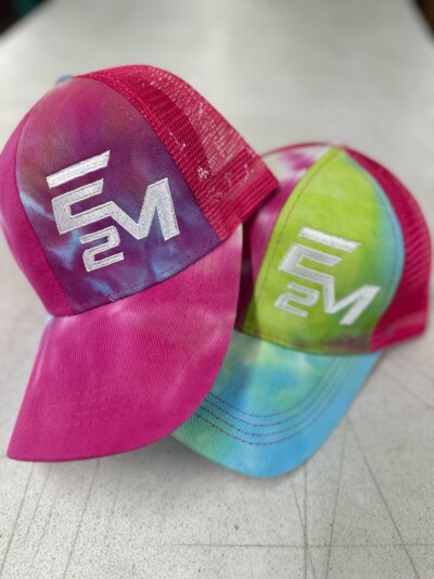 E2M – Pony Tail Tie Dye Cap – Rainbow – Pink Mesh product image