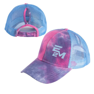 E2M – Pony Tail Tie Dye Cap – Cotton Candy – Blue Mesh product image