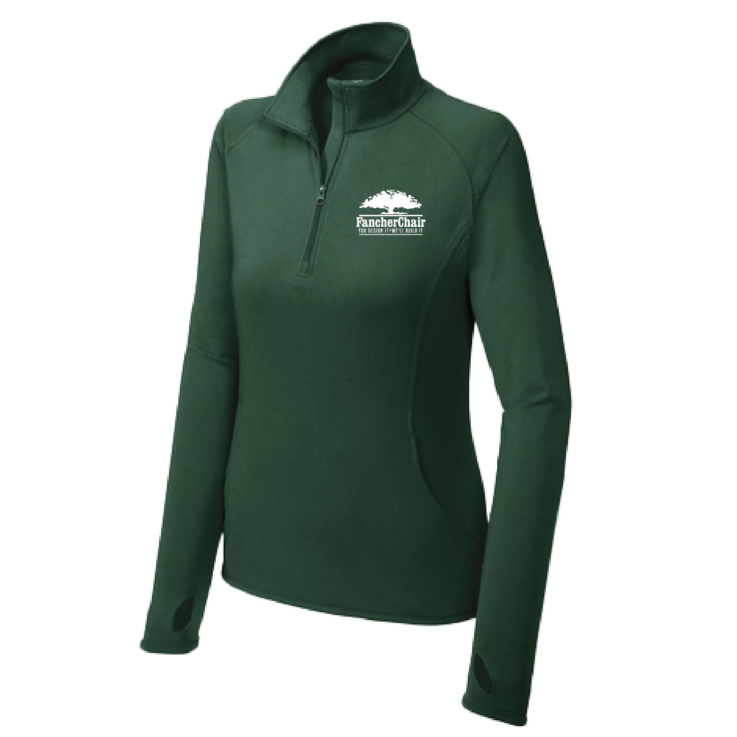 Fancher Chair Company – Ladies Stretch 1/4-Zip Pullover – Forest Green Embroidered product image