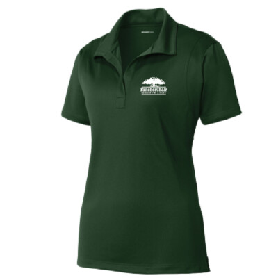Fancher Chair Company – Ladies Poly Polo – Forest Green Embroidered product image