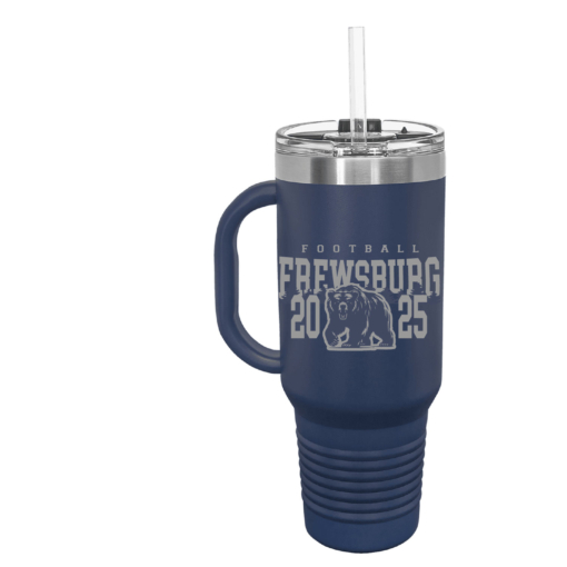 Frewsburg Football - Polar Camel 40 oz. Navy Blue Travel Mug with Handle & Straw- Engraved