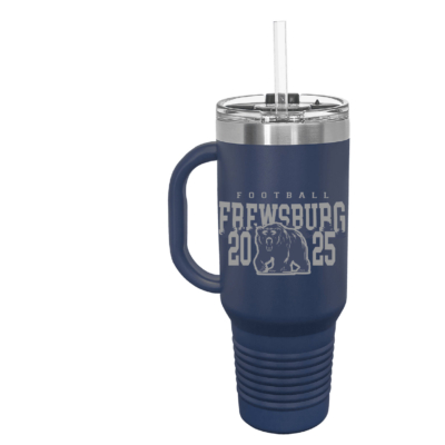 Frewsburg Football – Polar Camel 40 oz. Navy Blue Travel Mug with Handle & Straw- Engraved product image