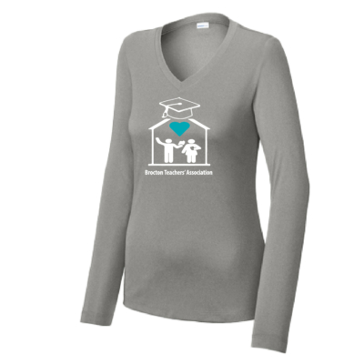 Brocton Teachers' Association - Ladies Poly Long Sleeve Shirt - Grey Concrete