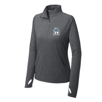 Brocton Teachers’ Association – Ladies Stretch Quarterzip – Charcoal Grey Heather – Embroidered product image