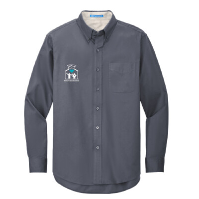 Brocton Teachers’ Association – Mens Long Sleeve Easy Care Shirt with Pocket and Buttons – Steel Grey – Embroidered product image