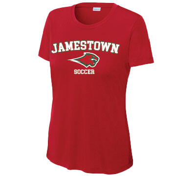 Jamestown Girls Soccer – Ladies Poly Short Sleeve Shirt – Red product image