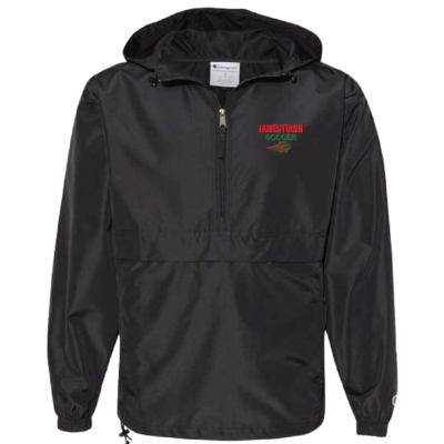 Jamestown Girls Soccer – Packable Hooded Quarter zip Windbreaker Jacket- Black EMBROIDERED product image