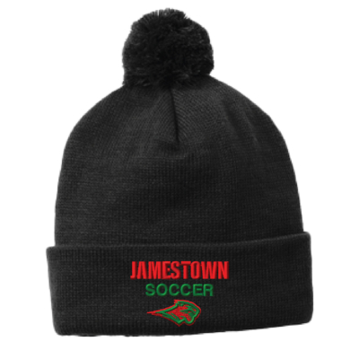 Jamestown Girls Soccer – Pom Pom Beanie – Black EMBROIDERED product image
