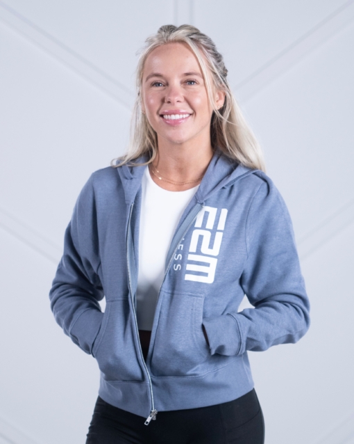 E2M - Women's Full Zip Crop - Flint Blue Heather
