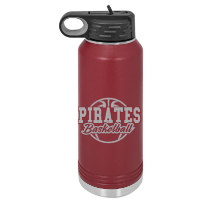 Clymer Basketball - 32 Ounce Maroon Water Bottle - Engraved