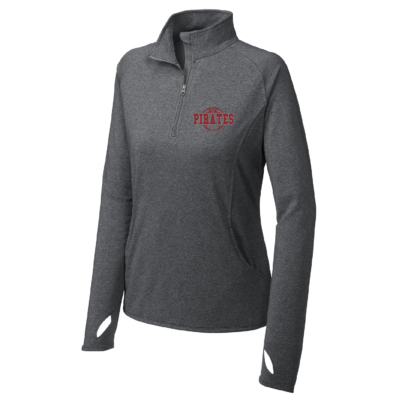 Clymer Basketball - Ladies Poly/Spandex Quarter Zip - Embroidered - Charcoal Heather