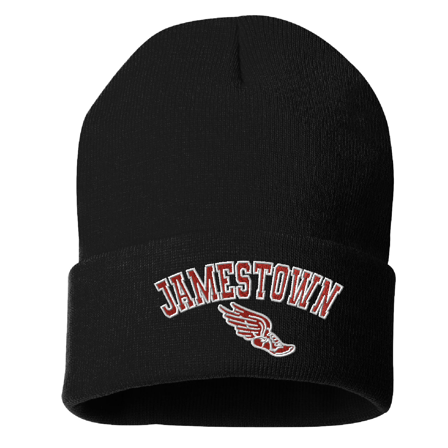 Jamestown Track – Embroidered Cuffed Beanie – Black product image
