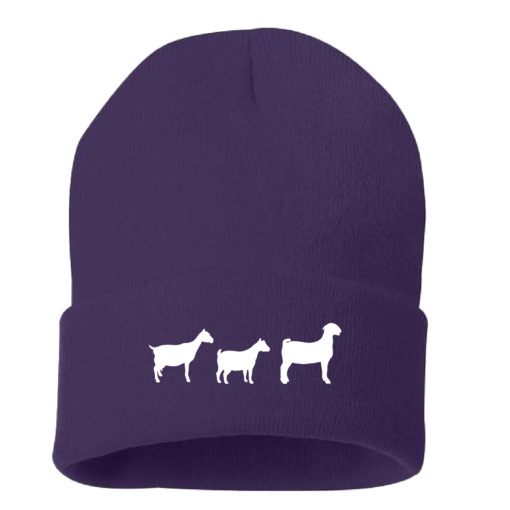 4H Goat Project - Knit Cuff Cap Embroidered - Purple