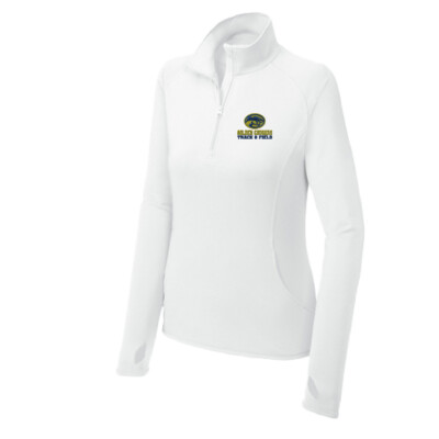 Golden Cougars Track – Ladies Quarter zip Pullover – White EMBROIDERED product image