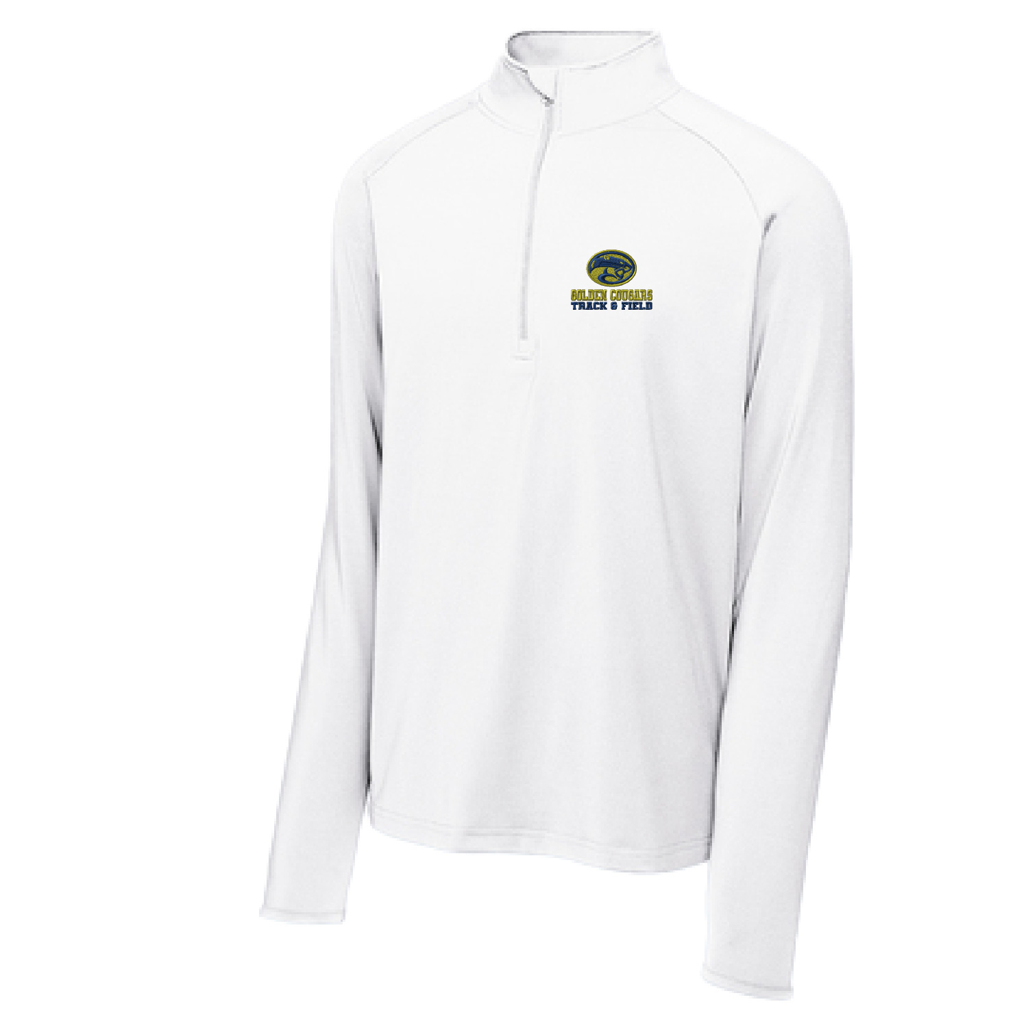 Golden Cougars Track – Unisex Quarter zip Pullover – White EMBROIDERED product image