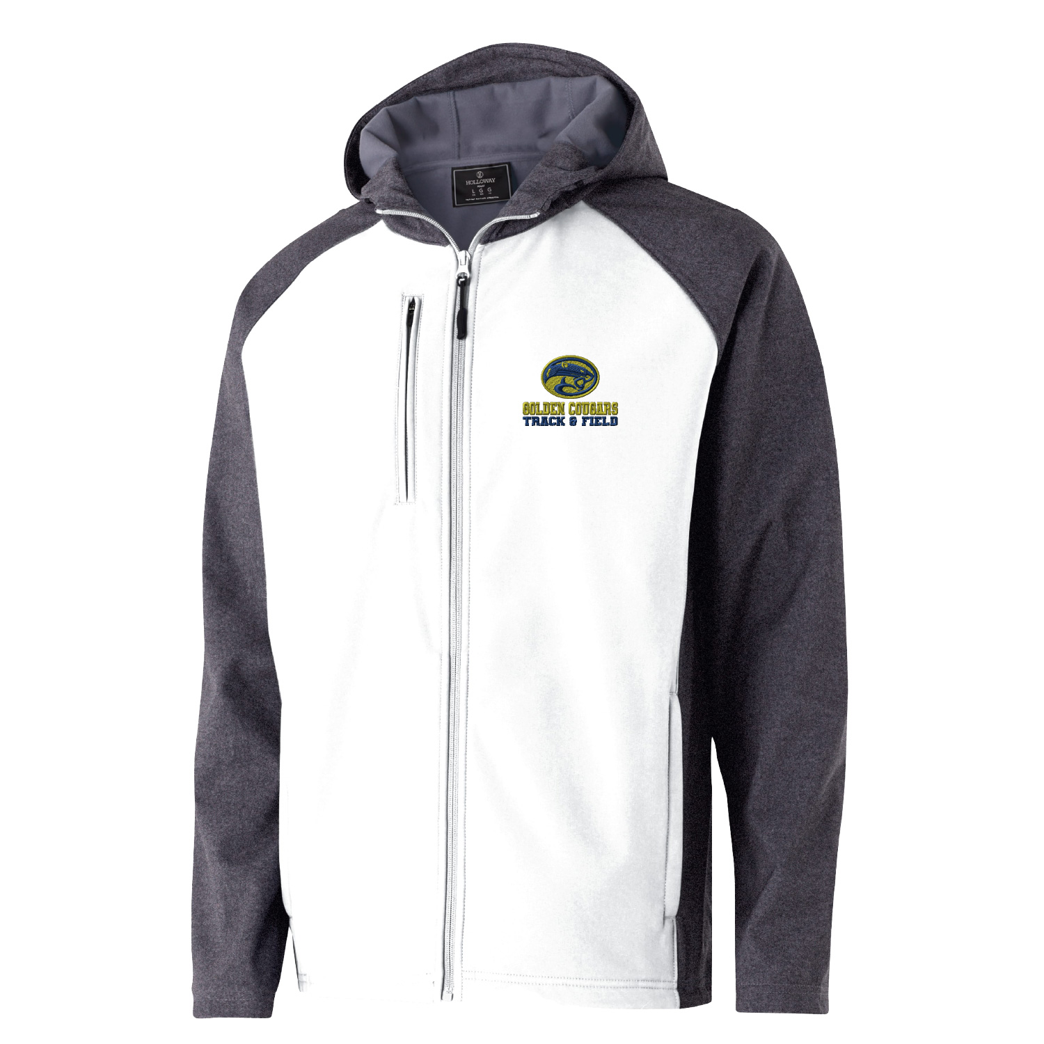 Golden Cougars Track – Raider Hooded Soft Shell Jacket – White EMBROIDERED product image
