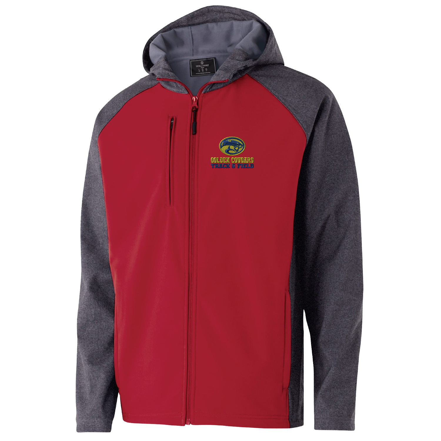 Golden Cougars Track – Raider Hooded Soft Shell Jacket – Red EMBROIDERED product image