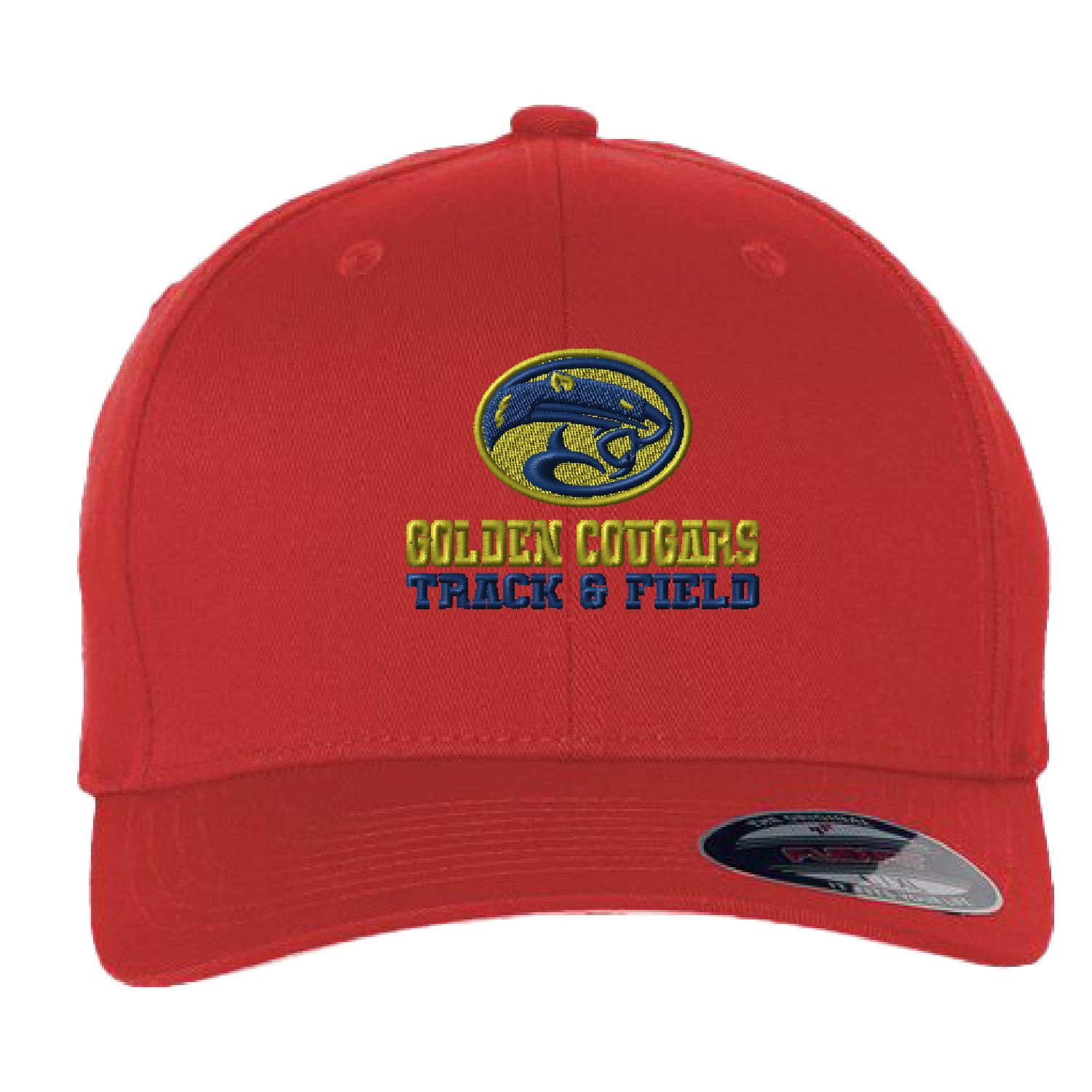 Golden Cougars Track – Flexfit Cotton Blend Cap – Red EMBROIDERED product image