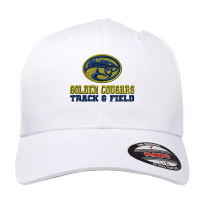 Golden Cougars Track – Flexfit Cotton Blend Cap – White EMBROIDERED product image