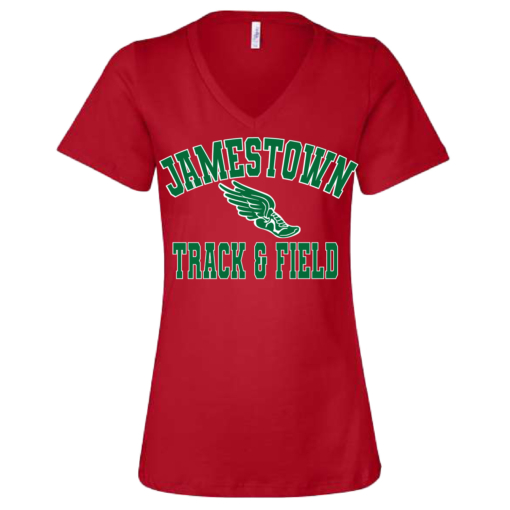 Jamestown Track - Ladies V Neck Short Sleeve Shirt - Red