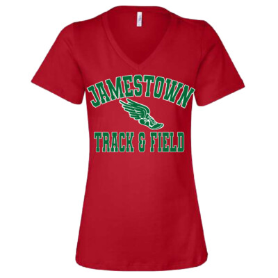 Jamestown Track – Ladies V Neck Short Sleeve Shirt – Red product image