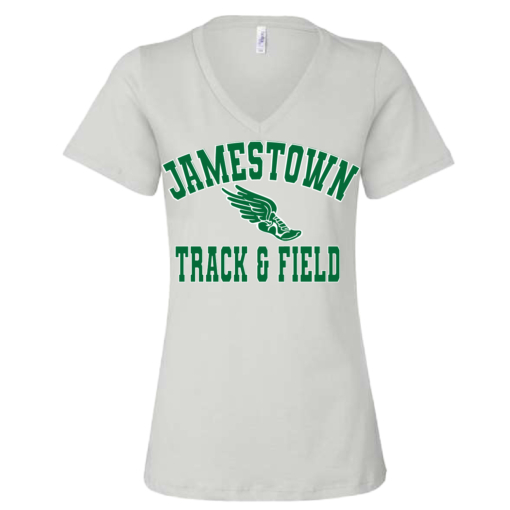 Jamestown Track - Ladies V Neck Short Sleeve Shirt - White