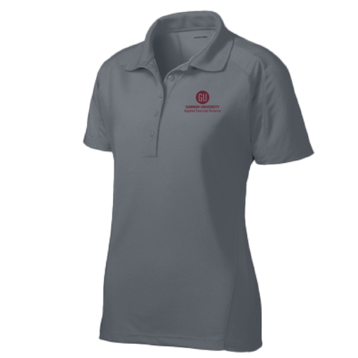 Gannon Exercise Science - Ladies Poly Polo - Gray Embroidered