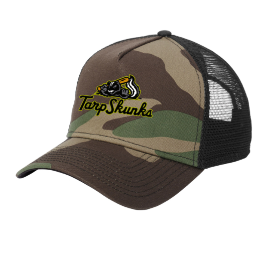 Jamestown Tarp Skunks - New Era Snapback Trucker Cap - CAMO/BLACK