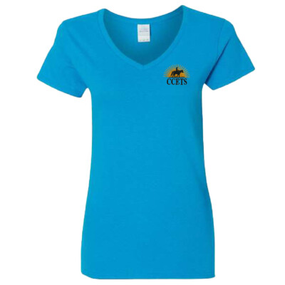 CCETS – Ladies V-Neck Short Sleeve Shirt – Yellow/Black Embroidery – Sapphire product image