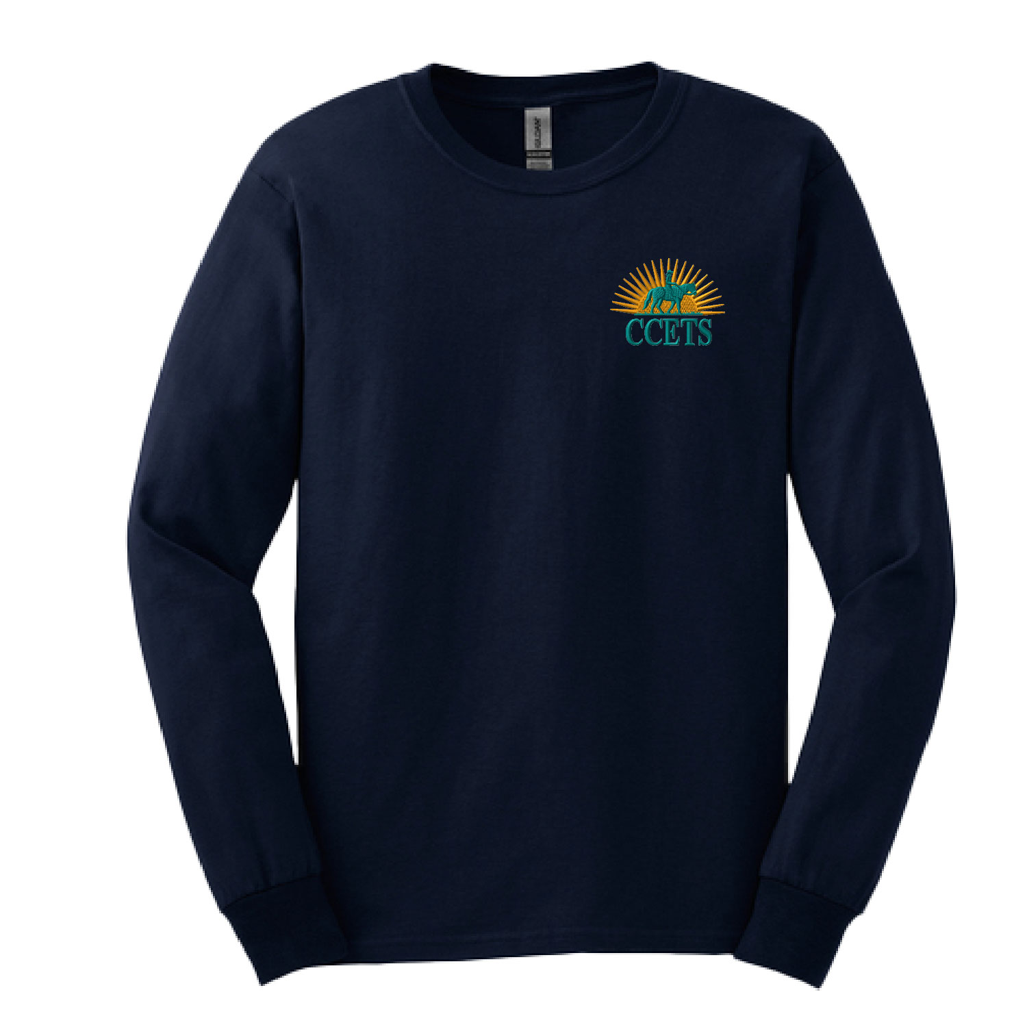 CCETS – Long Sleeve Shirt – Yellow/Teal Embroidery – Navy product image