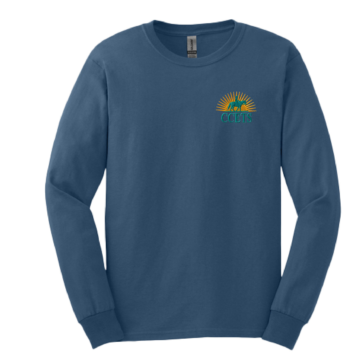 CCETS – Long Sleeve Shirt – Yellow/Teal Embroidery – Indigo Blue product image