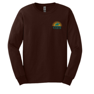 CCETS – Long Sleeve Shirt – Yellow/Teal Embroidery – Dark Chocolate product image