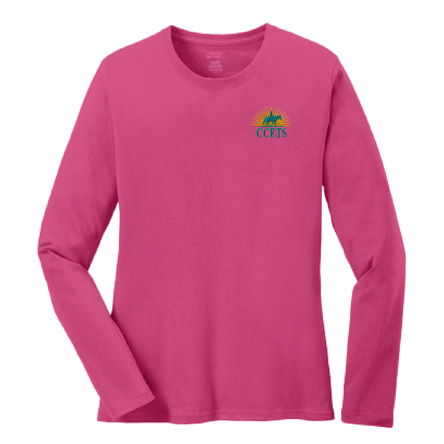 CCETS – Ladies Long Sleeve Shirt – Yellow/Teal Embroidery – Sangria product image