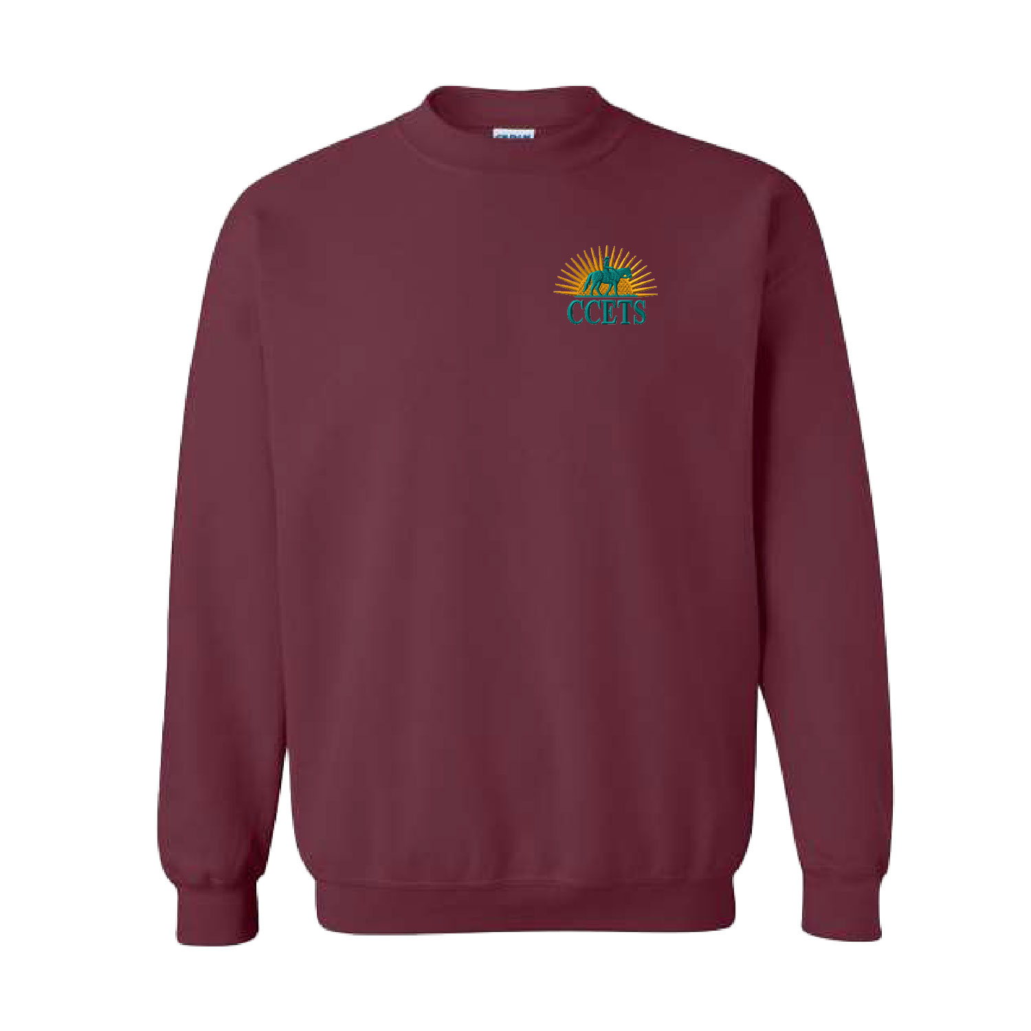CCETS – Crewneck Sweatshirt – Yellow/Teal Embroidery – Maroon product image