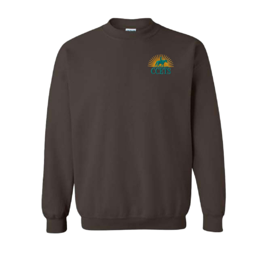 CCETS - Crewneck Sweatshirt - Yellow/Teal Embroidery - Dark Chocolate