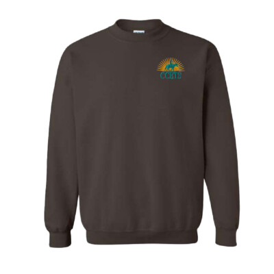 CCETS – Crewneck Sweatshirt – Yellow/Teal Embroidery – Dark Chocolate product image