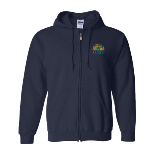 CCETS - Hooded Full Zip Sweatshirt - Yellow/Teal Embroidery - Navy