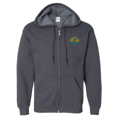 CCETS – Hooded Full Zip Sweatshirt – Yellow/Teal Embroidery – Dark Heather product image