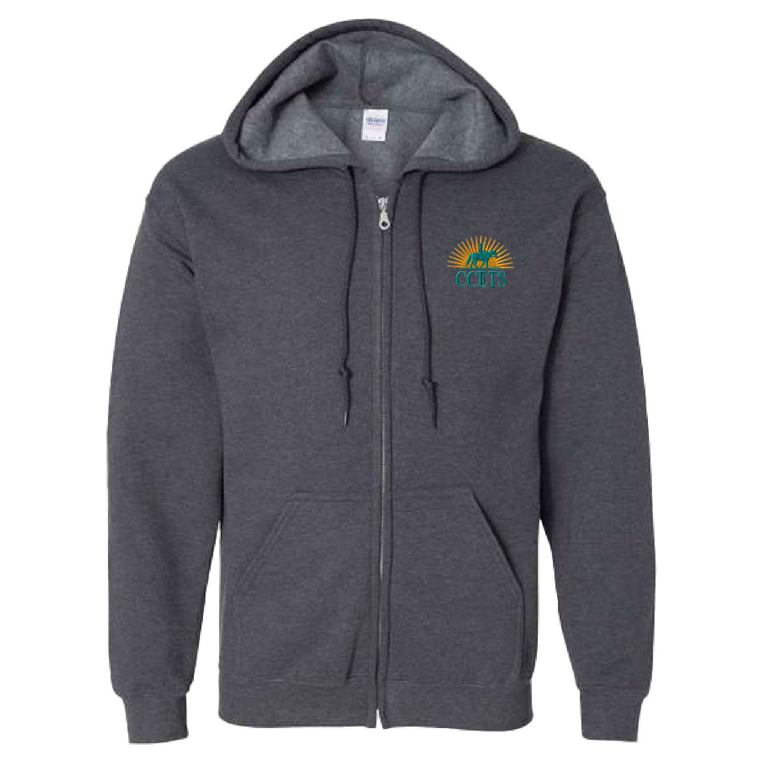 CCETS – Hooded Full Zip Sweatshirt – Yellow/Teal Embroidery – Dark Heather product image