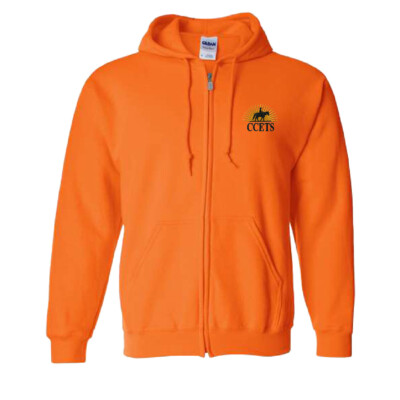 CCETS – Hooded Full Zip Sweatshirt – Yellow/Black Embroidery – Safety Orange product image