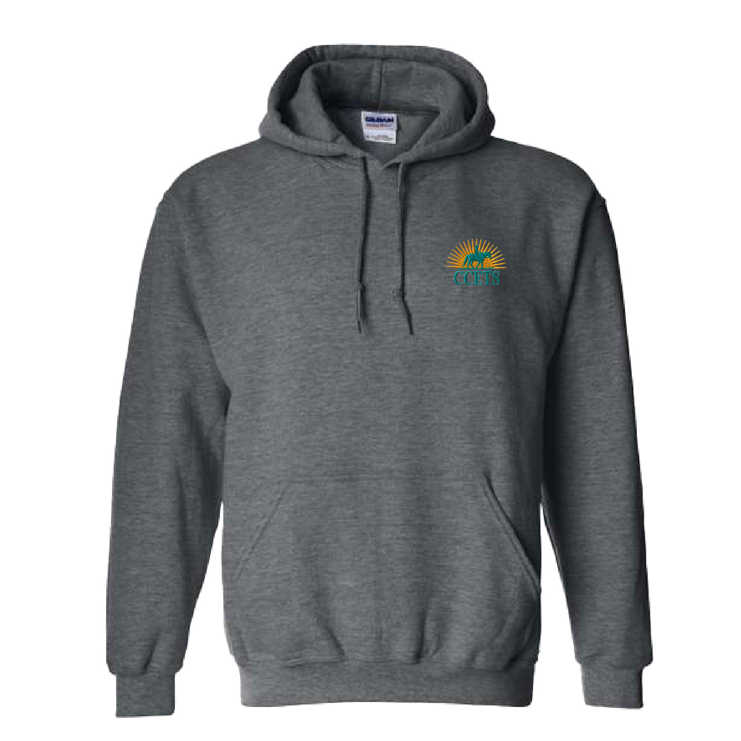 CCETS – Hooded Sweatshirt – Yellow/Teal Embroidery – Dark Heather product image