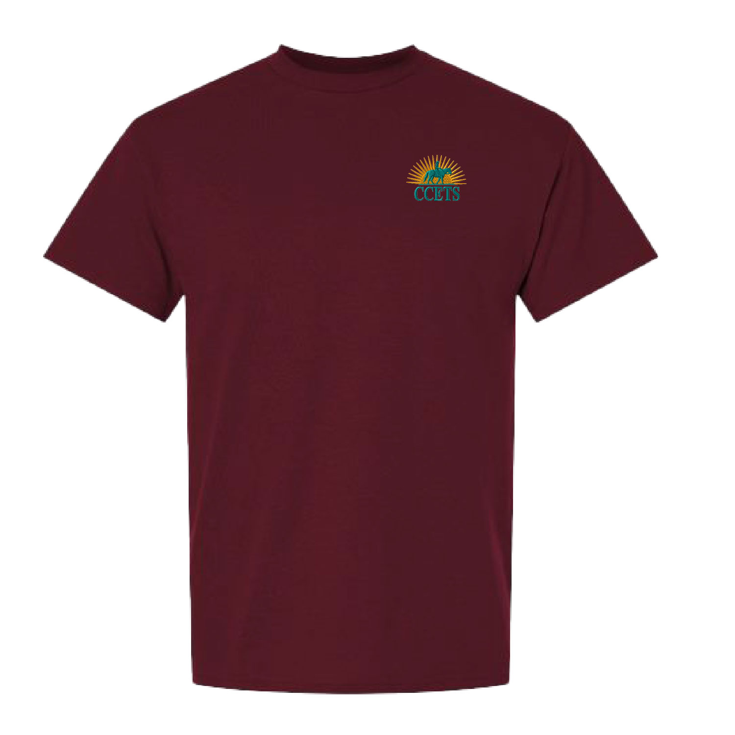 CCETS – Short Sleeve Shirt – Yellow/Teal Embroidery – Maroon product image