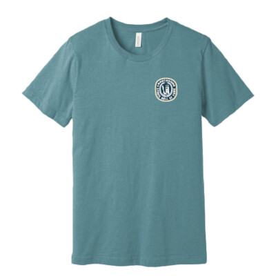 Chautauqua Sports Hall of Fame – Bella Short Sleeve Shirt – Digital Print – Heather Blue Lagoon product image