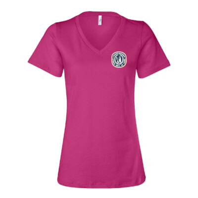 Chautauqua Sports Hall of Fame – Bella Ladies V-Neck Short Sleeve Shirt – Digital Print – Berry product image